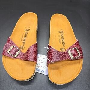 Birkenstock Women's Madrid Sandal Single Buckle Red Burgundy Sz W7 M5 38